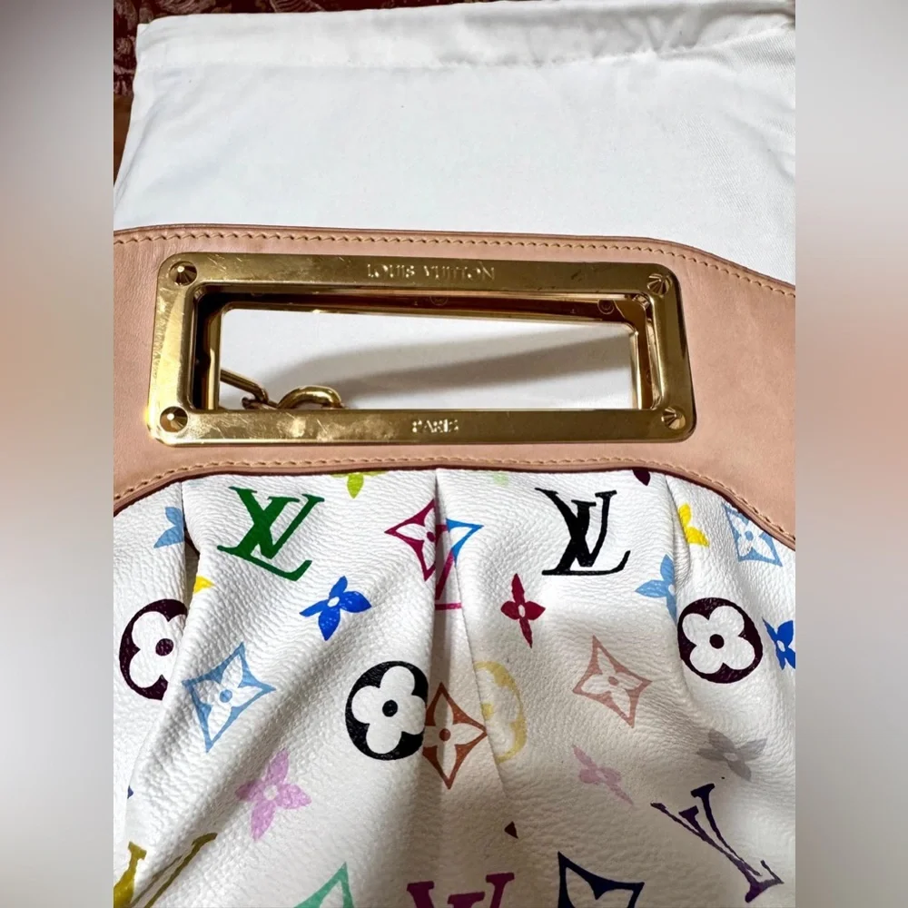 Louis Vuitton Multicolor MM White Monogram Satchel Gold Chain Medium Bag ✨ - Picture 11 of 16